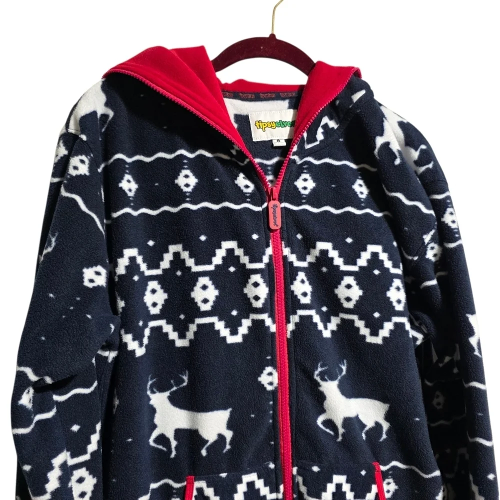 TIPSY ELVES BLUE REINDEER JUMPSUIT UNISEX SZ L - Picture 7 of 13
